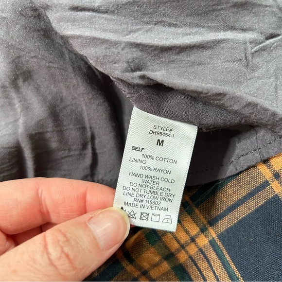 Stelen Cotton Plaid Wrap Dress Orange Navy Green Fall Plaid Size Med Ruffle Hem - Picture 4 of 9
